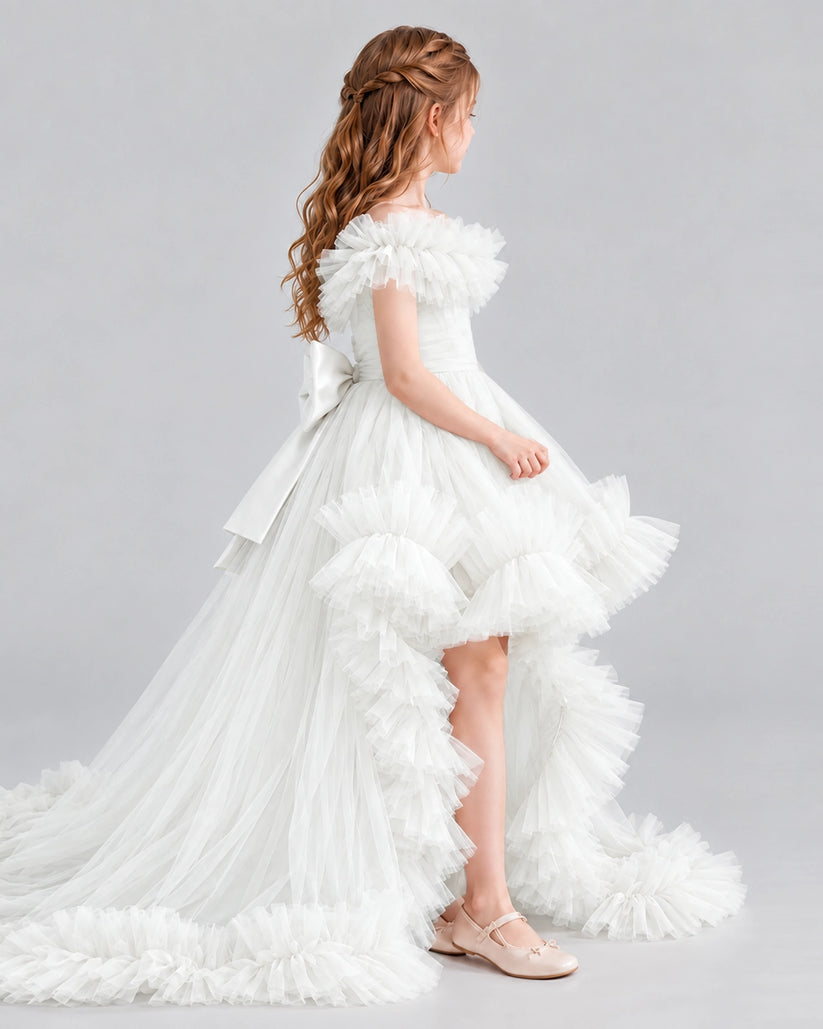 Ivory Ball Gown Girls Pageant Dresses Side