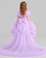 Lilac Ball Gown Girls Pageant Dresses Back