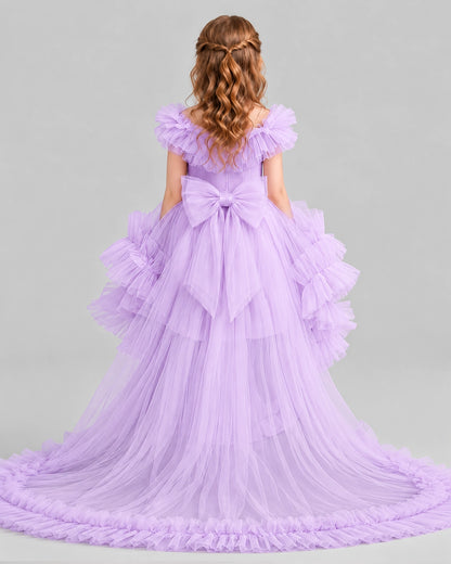 Lilac Ball Gown Girls Pageant Dresses Back
