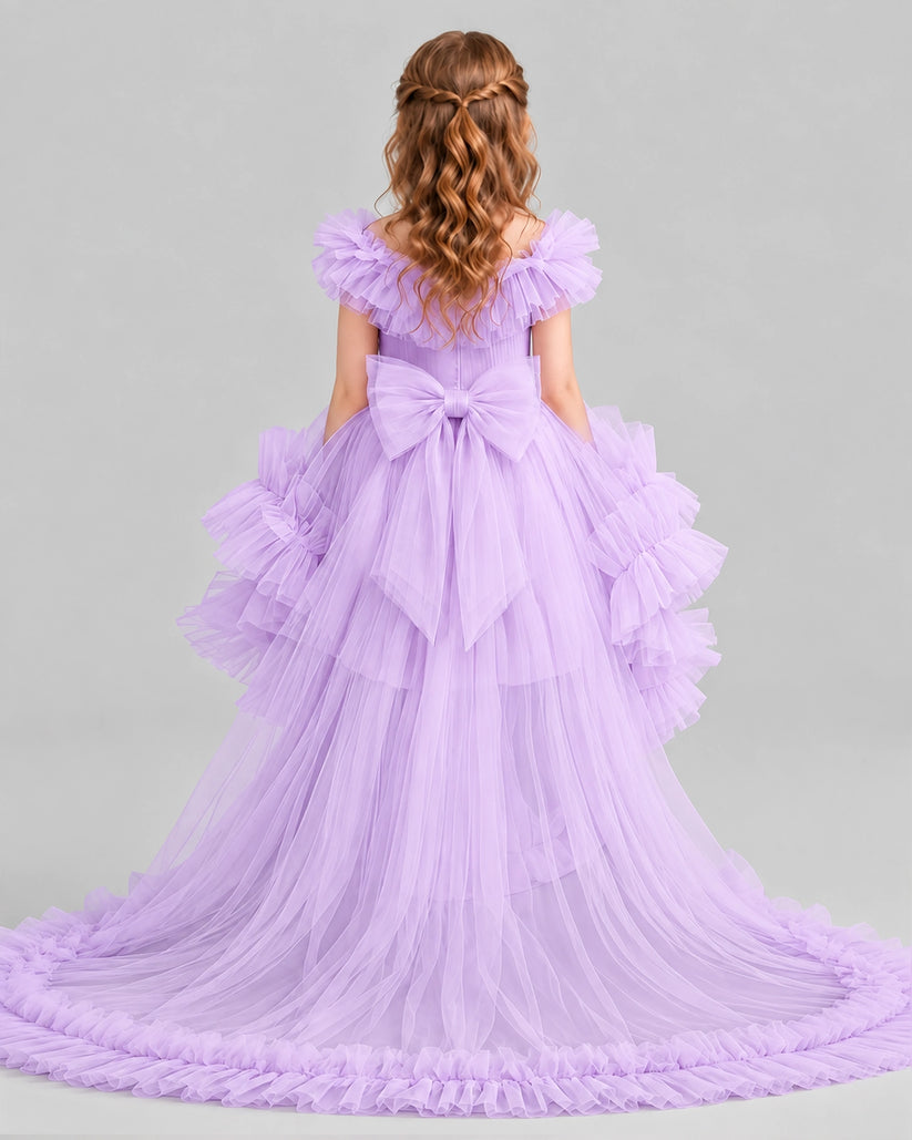 Lilac Ball Gown Girls Pageant Dresses Back