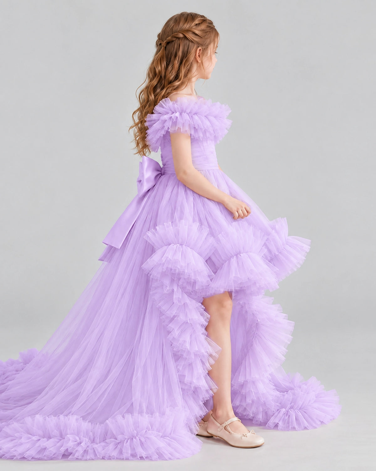 Lilac Ball Gown Girls Pageant Dresses Side