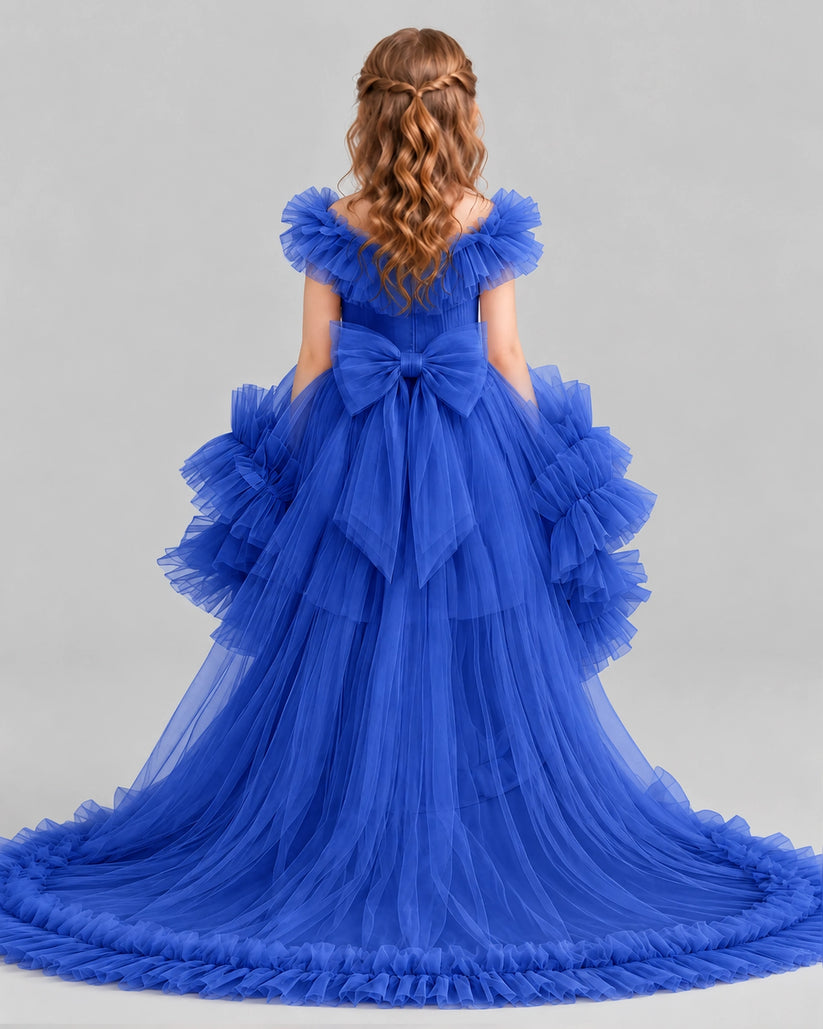 Royal Blue Ball Gown Girls Pageant Dresses Back