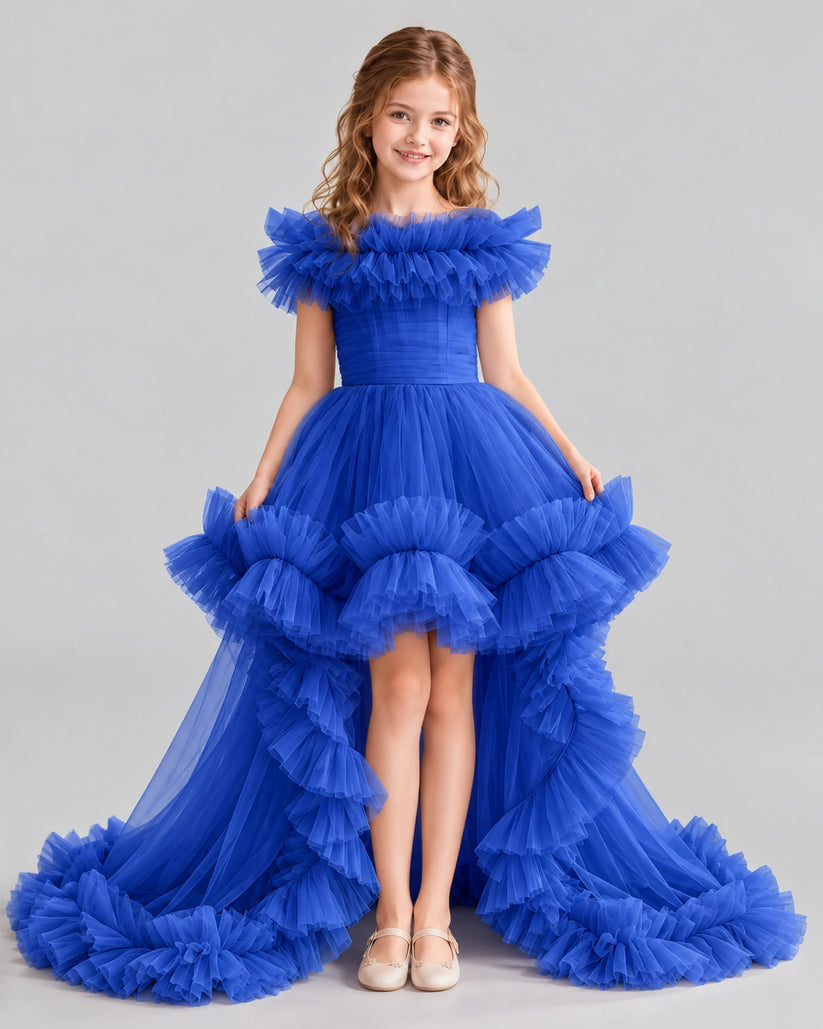 Royal Blue Ball Gown Girls Pageant Dresses Front