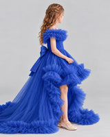 Royal Blue Ball Gown Girls Pageant Dresses Side