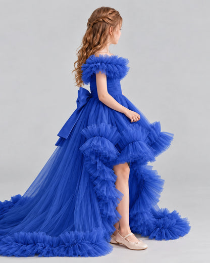 Royal Blue Ball Gown Girls Pageant Dresses Side
