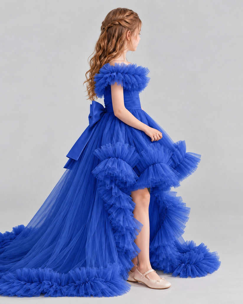 Royal Blue Ball Gown Girls Pageant Dresses Side