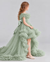 Sage Green Ball Gown Girls Pageant Dresses Side