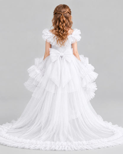 White Ball Gown Girls Pageant Dresses Back
