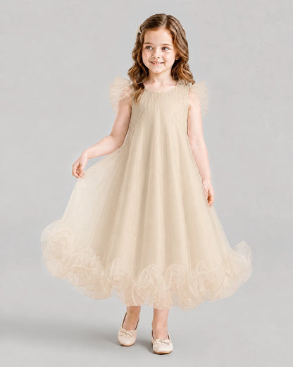 Champagne A-line Girls Formal Dresses Front