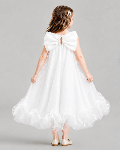 Ivory A-line Girls Formal Dresses Back