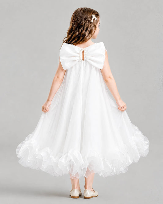 Ivory A-line Girls Formal Dresses Back