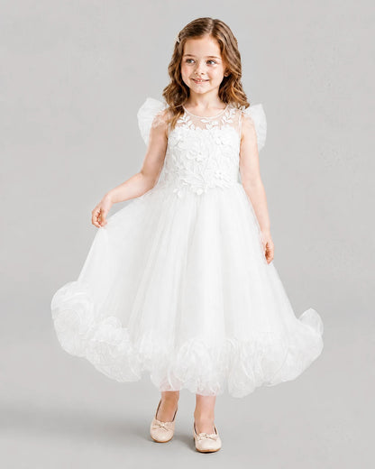 Ivory A-line Girls Formal Dresses Front