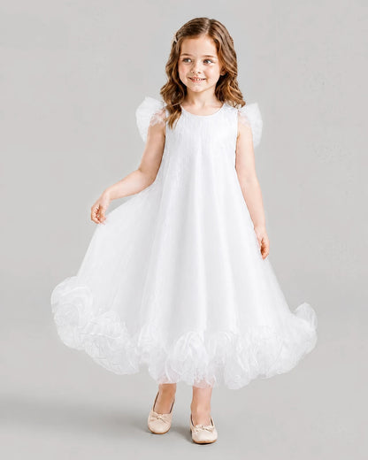 White A-line Girls Formal Dresses Front
