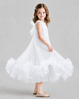 White A-line Girls Formal Dresses Side