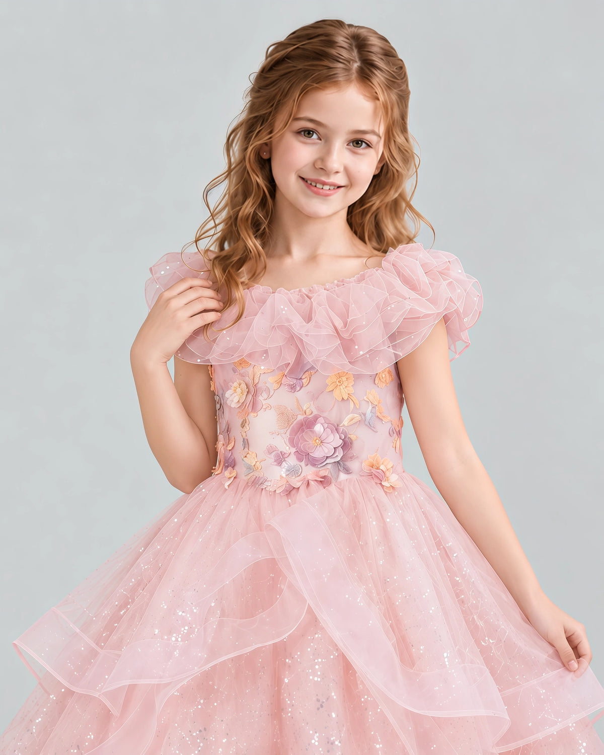 Blush Pink Ball Gown Girls Pageant Dresses Detail