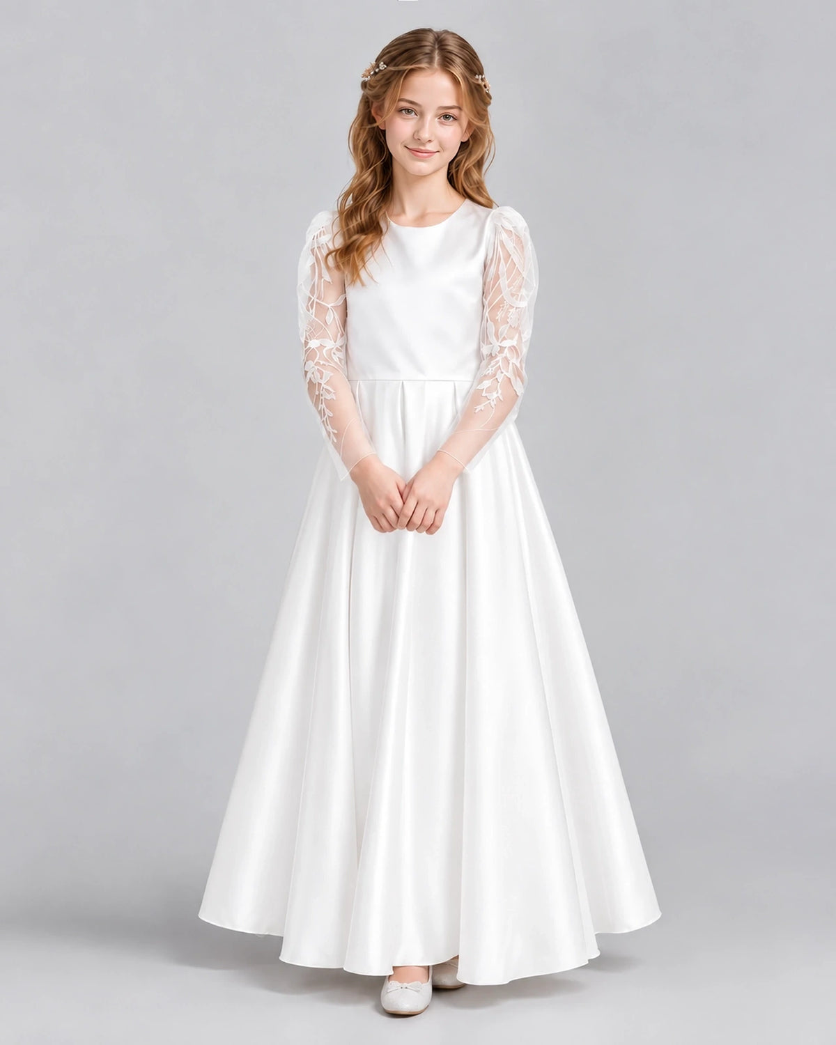 Ivory A-line First Communion Dresses Front