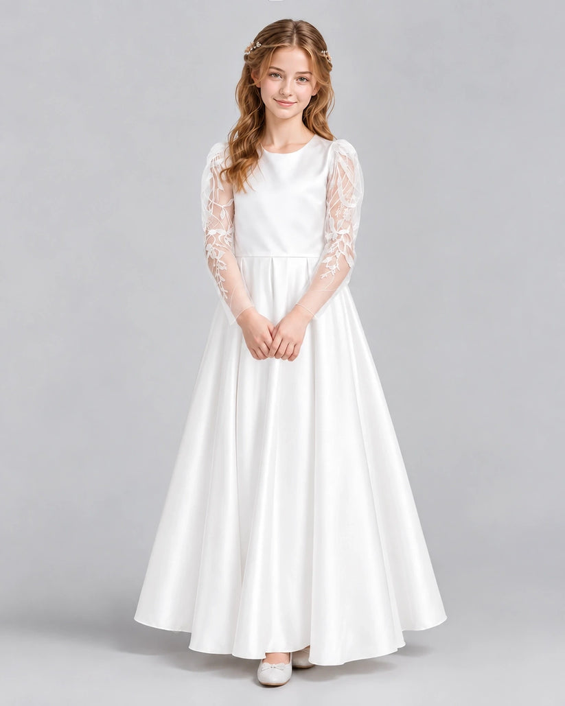 Ivory A-line First Communion Dresses Front