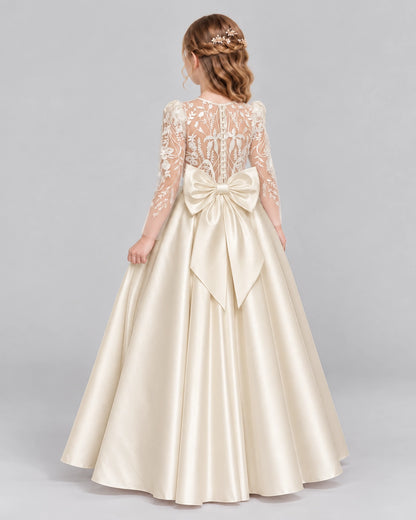 Champagne A-line First Communion Dresses Back