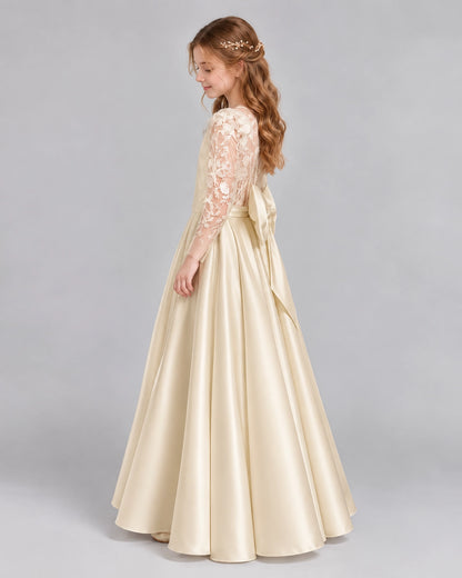 Champagne A-line First Communion Dresses Side