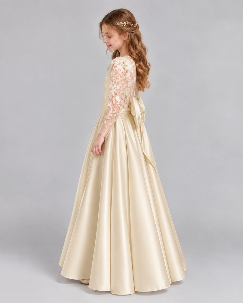 Champagne A-line First Communion Dresses Side
