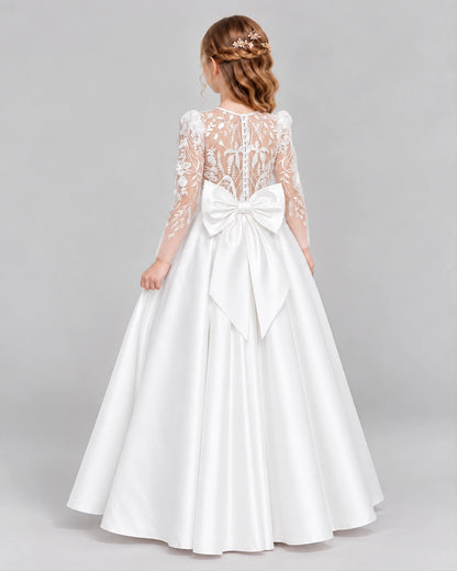 Ivory A-line First Communion Dresses Back