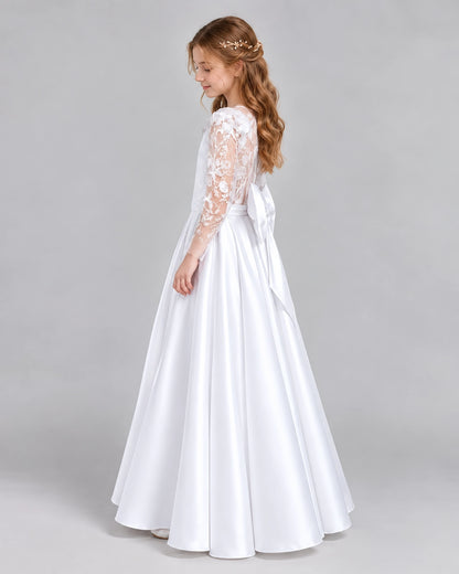 White A-line First Communion Dresses Side