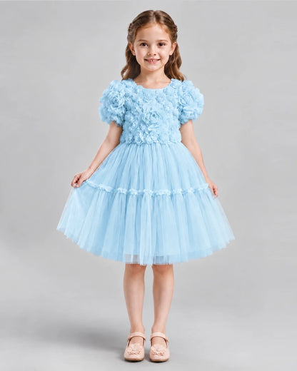 Baby Blue A-line Flower Girl Dresses Front