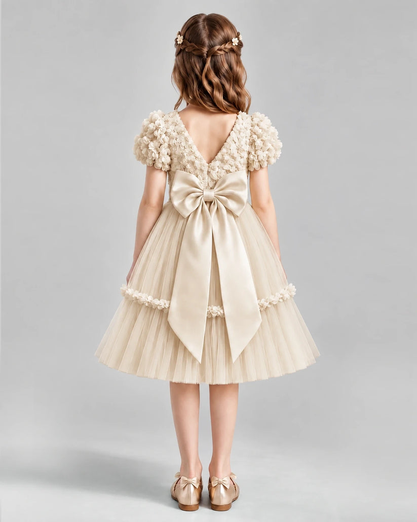 Champagne A-line Flower Girl Dresses Back