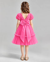 Hot Pink A-line Flower Girl Dresses Back
