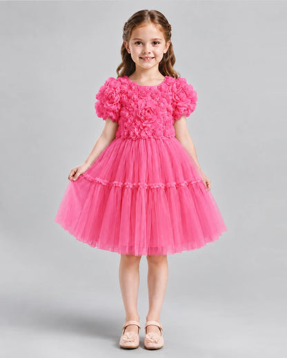 Hot Pink A-line Flower Girl Dresses Front
