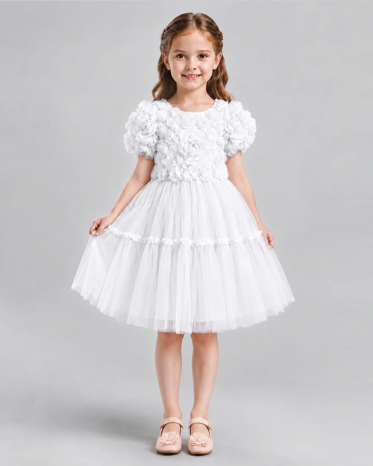 Ivory A-line Flower Girl Dresses Front