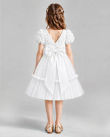 Ivory A-line Flower Girl Dresses Back