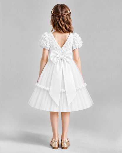 Ivory A-line Flower Girl Dresses Back