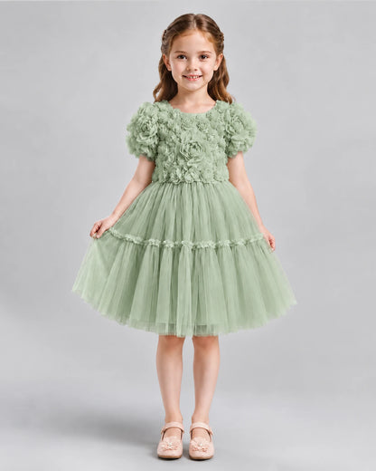 Sage Green A-line Flower Girl Dresses Front