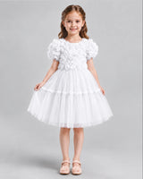 White A-line Flower Girl Dresses Front