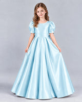 Baby Blue Ball Gown Girls Formal Dress Front