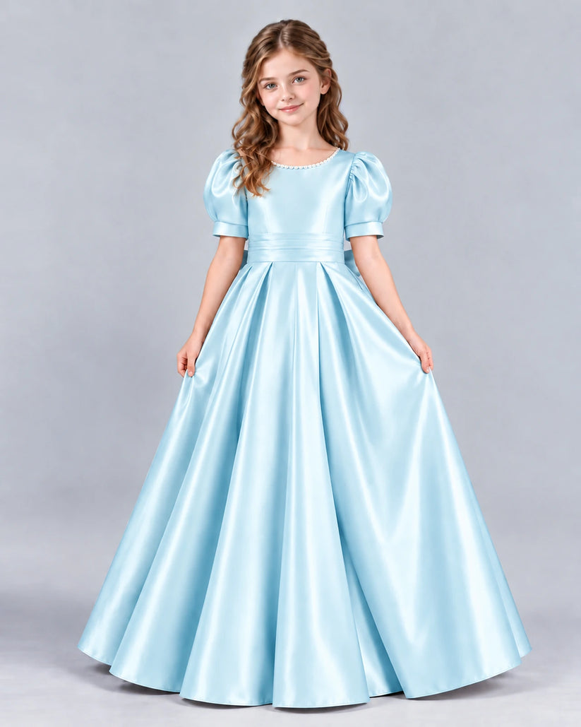 Baby Blue Ball Gown Girls Formal Dress Front