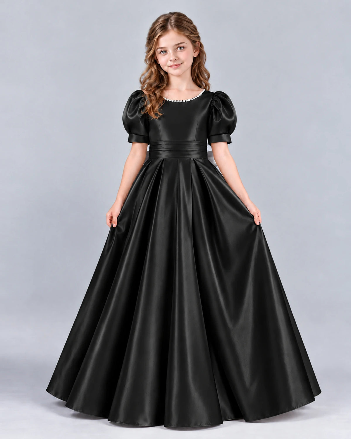 Black Ball Gown Girls Formal Dress Front