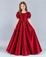 Burgundy Ball Gown Girls Formal Dress Front