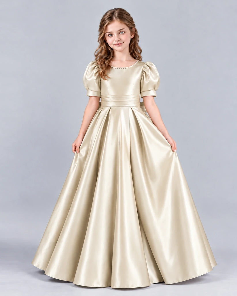 Champagne Ball Gown Girls Formal Dress Front