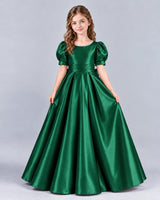 Dark Green Ball Gown Girls Formal Dress Front
