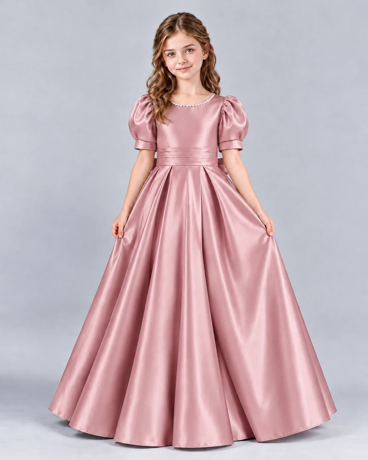 Dusty Rose Ball Gown Girls Formal Dress Front