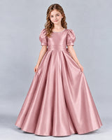 Dusty Rose Ball Gown Girls Formal Dress Front