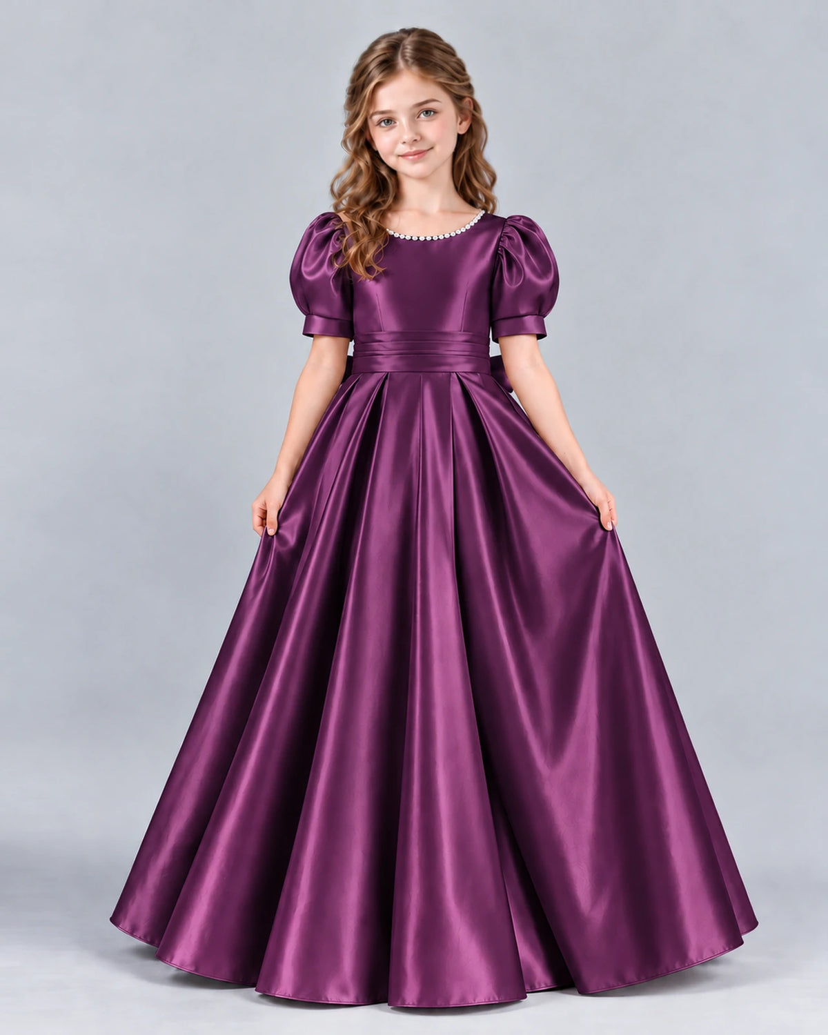 Grape Ball Gown Girls Formal Dress Front