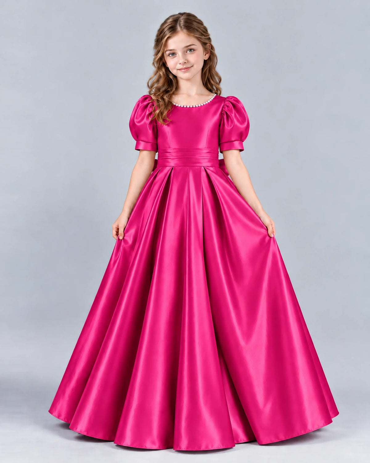Hot Pink Ball Gown Girls Formal Dress Front