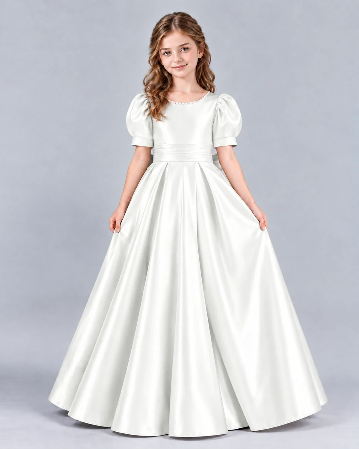 Ivory Ball Gown Girls Formal Dress Front