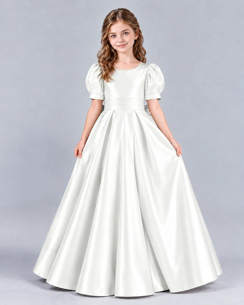 Ivory Ball Gown Girls Formal Dress Front