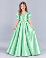 Mint Green Ball Gown Girls Formal Dress Front