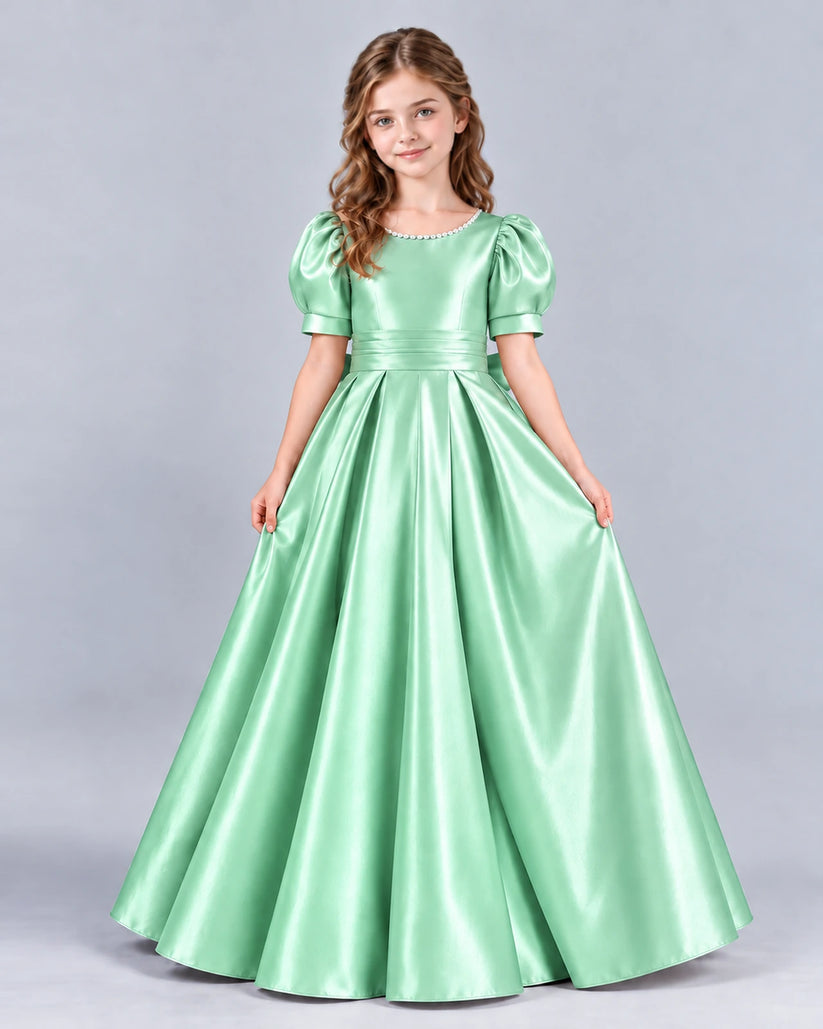Mint Green Ball Gown Girls Formal Dress Front