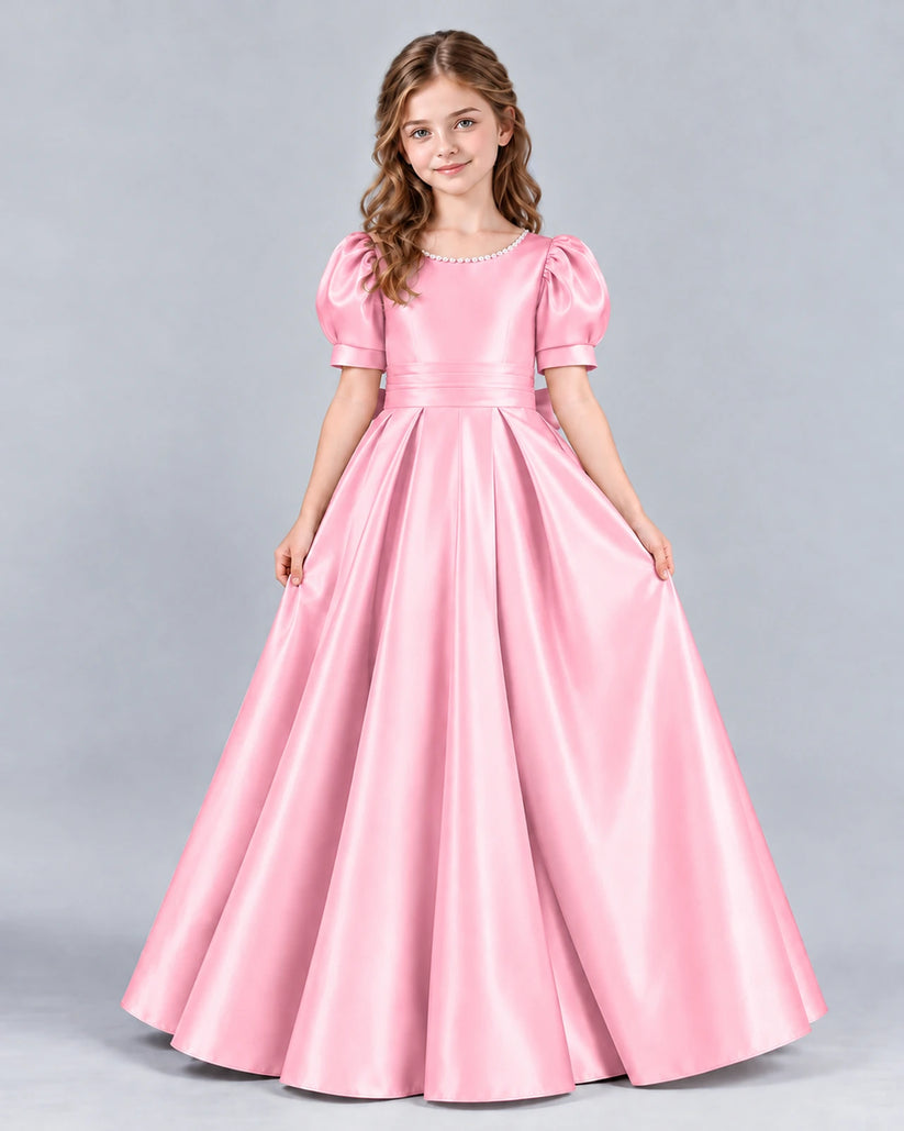 Pink Ball Gown Girls Formal Dress Front